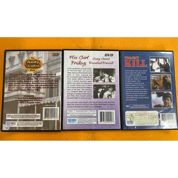 "The Andy Griffith Show" & "His Girl Friday" & "Product To Kill" 3-DVD - Picture 2 of 5
